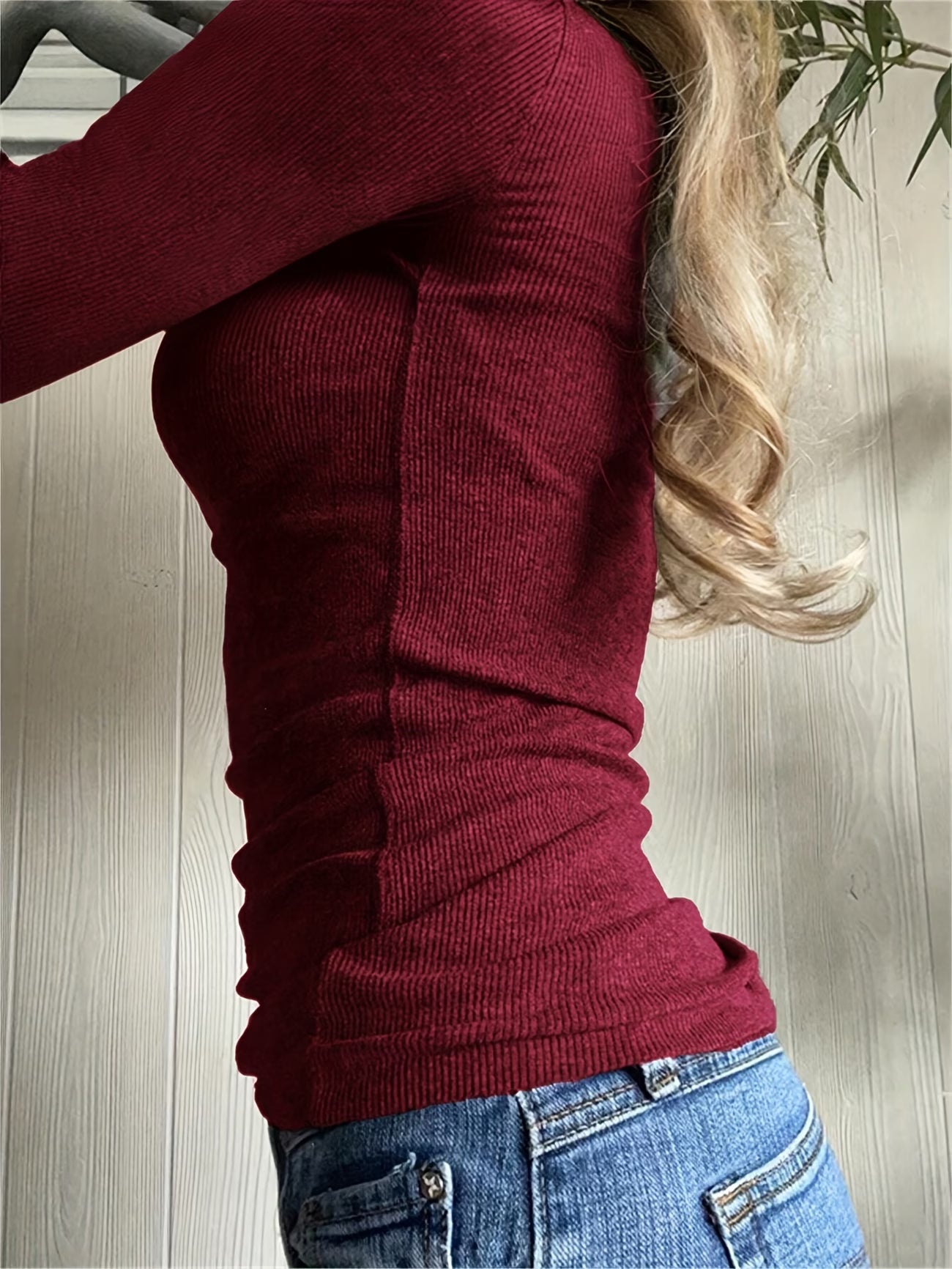 Elegant and Sophisticated Women’s Blouse with Lace Patchwork at the Neckline, Square Neck, Long Sleeves, Solid Color, Perfect for Casual Sexy Autumn Looks